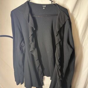 Rafaella Black Ruffle Trim Cardigan